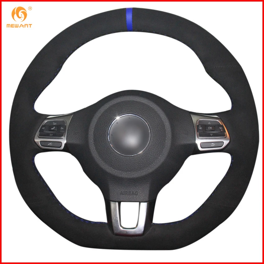 

MEWANT Black Suede Car Steering Wheel Cover for Volkswagen Golf 6 GTI MK6 VW Polo GTI Scirocco R Passat CC R-Line 2010 Interior