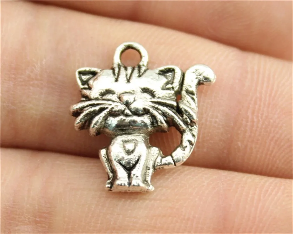 

WYSIWYG 6pcs 19x17mm Pendant Smile Cat Smile Cat Charm Pendants For Jewelry Making Antique Silver Smile Cat Pendants