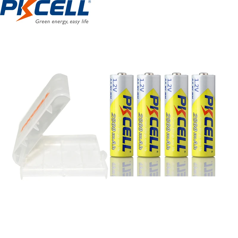 

4PCS PKCELL NIMH 1.2v AA 2600~2800mah rechargeable batteries and box holder cases for flashlight ,camera