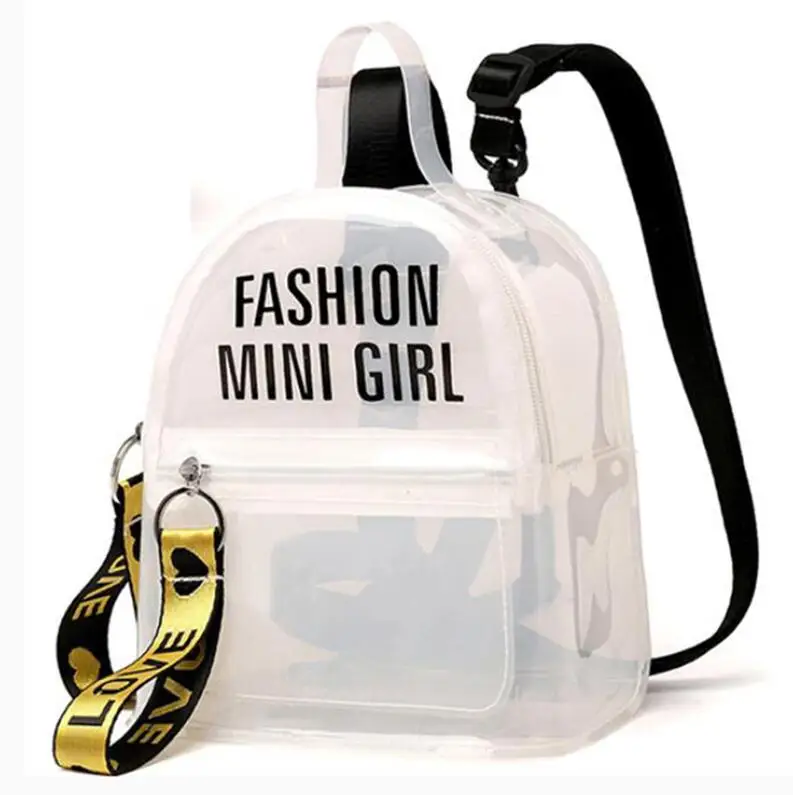 Yogodlns мини размер Прозрачный женский рюкзак прозрачный ПВХ подростковый девочки молния студенческий школьный рюкзак дорожная сумка Mochila Feminia - Цвет: White