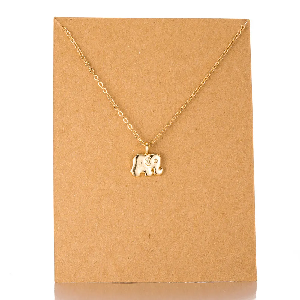 

Fashion Jewelry women Pendant Necklace Gold Color Elephant Animal Charm Short Clavicle Chains Necklaces & Pendants Wholesale