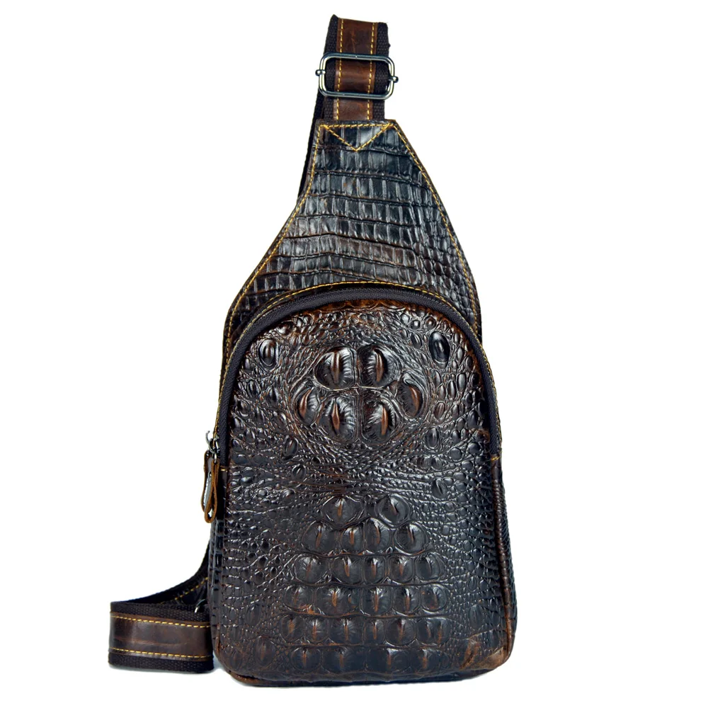 Crocodile pattern genuine leather bags for men small messenger bags