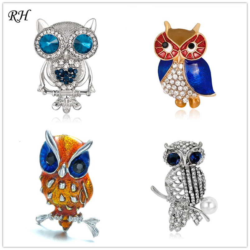 

Vintage Metal Crystal Bird Owl Brooch For Women Brooch Collar Pins Corsage Rhinestone Animal Brooch Badges Jewelry Accessories