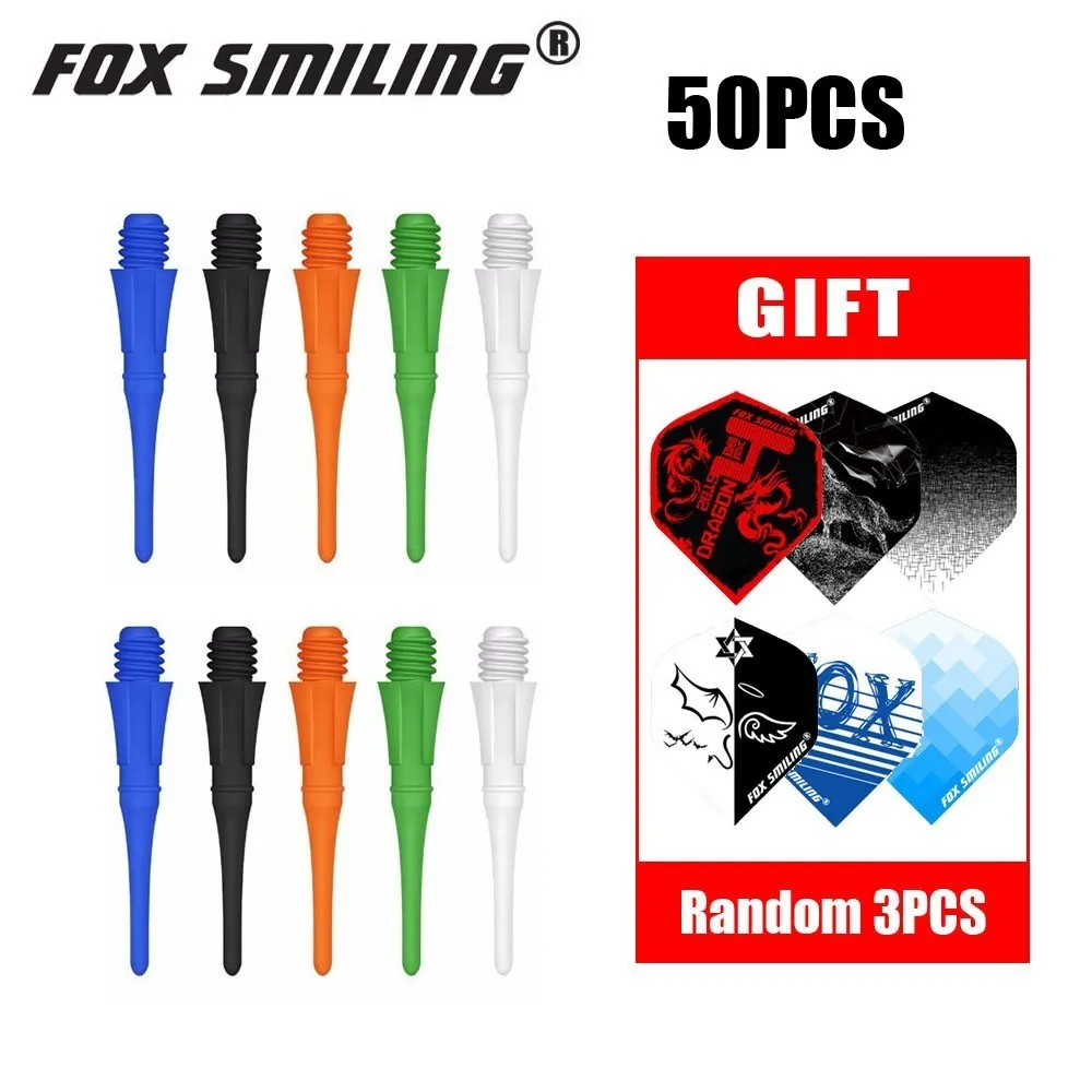 Fox Smiling 100/50 штук/упаковка с фокусным расстоянием 25 мм 2BA профессиональные нейлоновые мягкие дартс и электронные очки Аксессуары для ванной комнаты с 3 шт. Перелёты - Цвет: colorful 50pcs