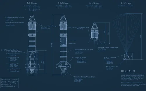 Чертеж ракетка кербал X космическая программа космический корабль искусство