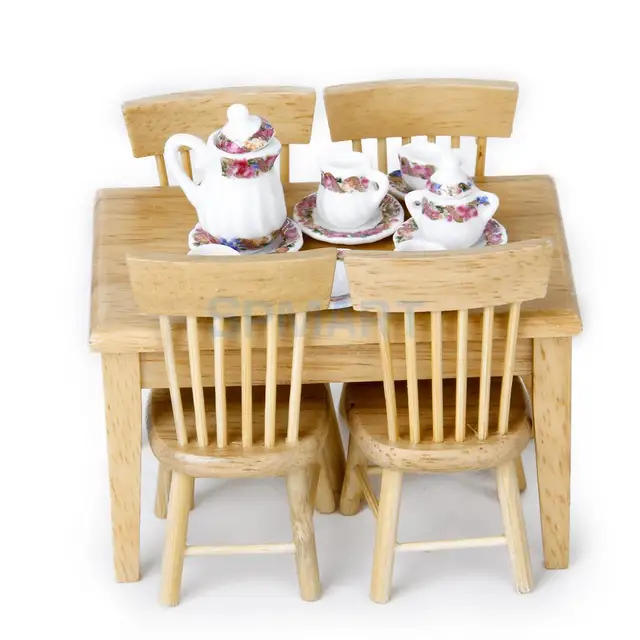 Best Price 1/12 Dolls House Miniature Wood Furniture 5pcs Table Chair 15pcs Porcelain Tea Coffee Set Dolls Dining/Living Rooms Items Decor Best Price 1/12 Dolls House Miniature Wood Furniture 5pcs Table Chair 15pcs Porcelain Tea Coffee Set Dolls Dining/Living Rooms Items Decor