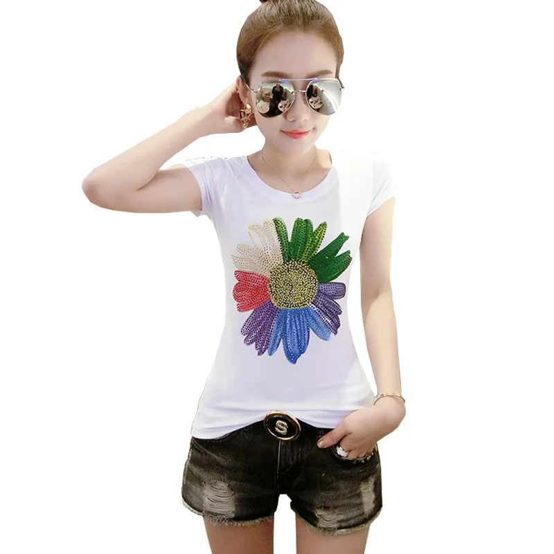 

Vetement Femme Cotton White T Shirt 2019 Summer Short Sleeve Print Kawaii T-Shirt Woman O-Neck Tops Black Korean Women Clothes