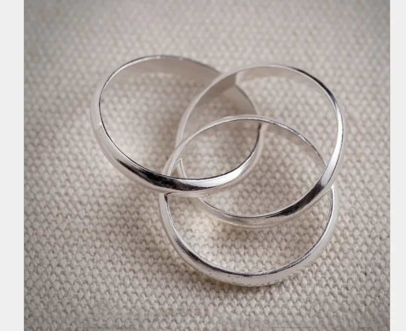 Uglyless реального S990 серебро нескольких кругов перстни унисекс персонализированные глянцевая кольцо Простые модные изысканные ювелирные