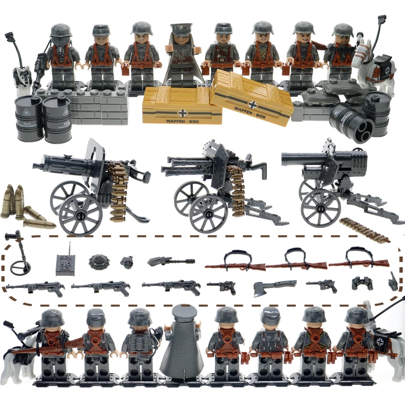 

WW2 Mini Brick Compatible Legoinglys Military Army SWAT Soilders Building Blocks sets With Weapons accessories toys for Children