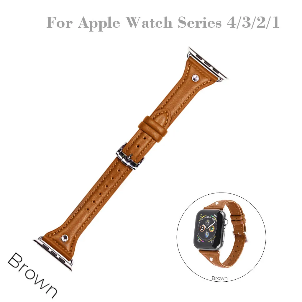 Модные Роскошные Для мужчин Для женщин ремешки наручных часов для Apple Watch Series 4/3/2/1 кожаный Ремни ремешок для наручных часов браслет с металлической пряжкой 38/40 мм Пряжка - Цвет ремешка: Brown
