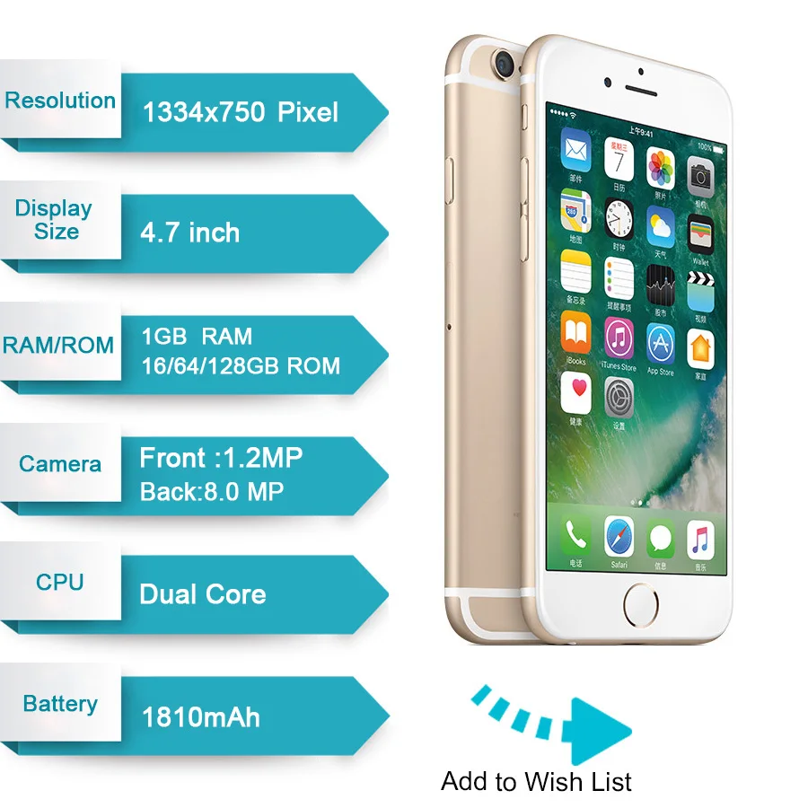 Unlocked Apple iPhone 6 IOS Dual Core 1.4GHz 1GB RAM 16/64/128GB ROM 4.7 inch 8.0 MP Camera 3G WCDMA 4G LTE Used Mobile phone Unlocked Apple iPhone 6 IOS Dual Core 1.4GHz 1GB RAM 16/64/128GB ROM 4.7 inch 8.0 MP Camera 3G WCDMA 4G LTE Used Mobile phone