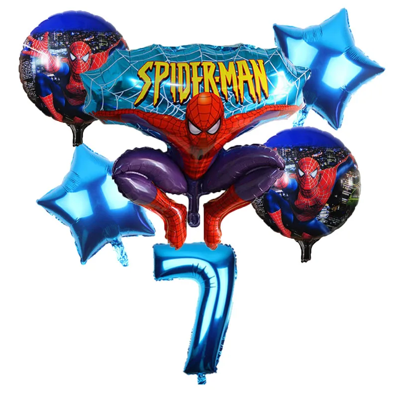 6 шт./лот шары с изображениями Человека-паука 32 дюйма Количество воздушных шаров набор Человек-паук вечерние надувные гелиевые фольгированные шары украшения на день рождения - Цвет: blue 7