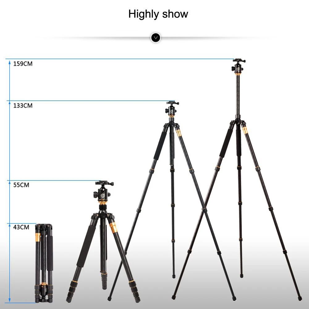 Cadiso Q999 Профессиональный портативный туристический штатив для камеры SLR, комплект штатива, монопод, подставка с шаровой головкой, монопод для SLR камеры