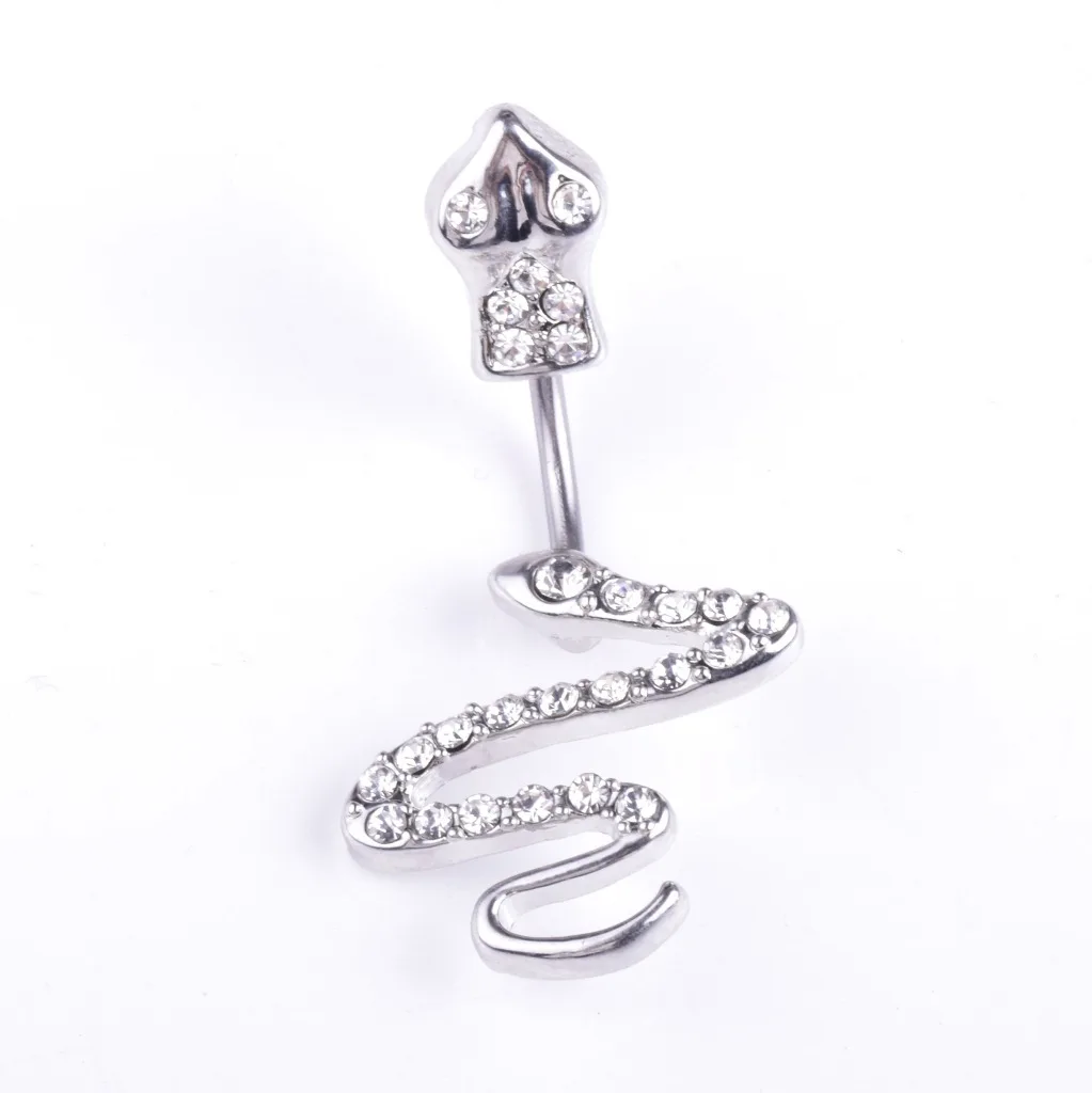 Женская змеиная форма из нержавеющей стали пупка кольцо пупка ногтей пирсинг ювелирные изделия - Окраска металла: silver