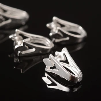 

200pcs Brass Pin Bails for Jewelry Making DIY Findings, Ice Pick, Silver Color, about 7mm wide, 15mm long