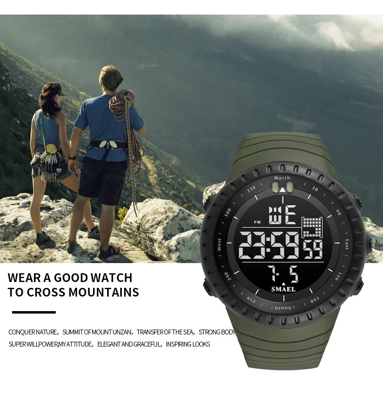 Новые горячие SMAEL для мужчин спортивные часы цифровой армейский зеленый часы 1237 Авто Дата часы для мужчин водостойкие Стоп Часы для мужчин s