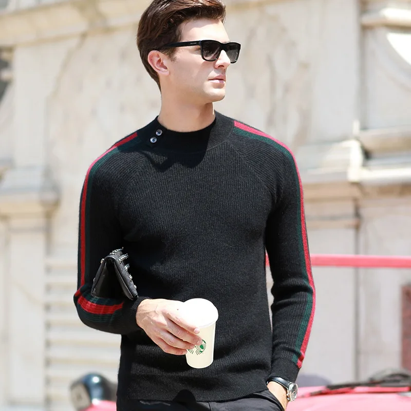 S 2XL Winter Thick Warm Wool Pullovers Casual Slim Fit O