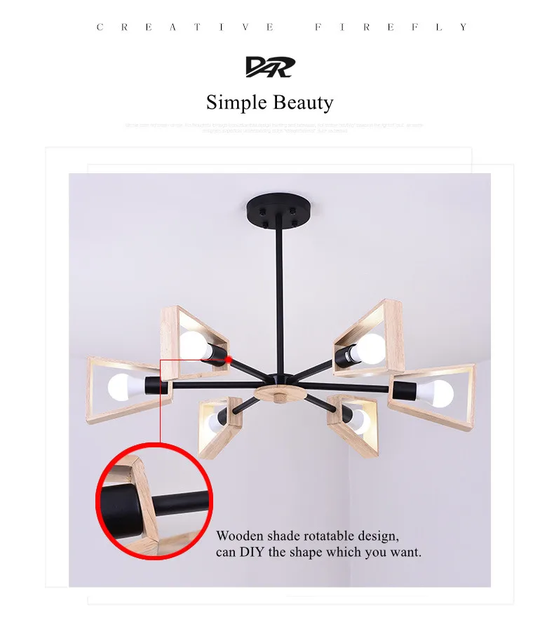 Vintage  Chandeliers Led Lustre Chandelier Ceiling For Living Room Kitchen Black Suspended E27 Hanging Lamp 3