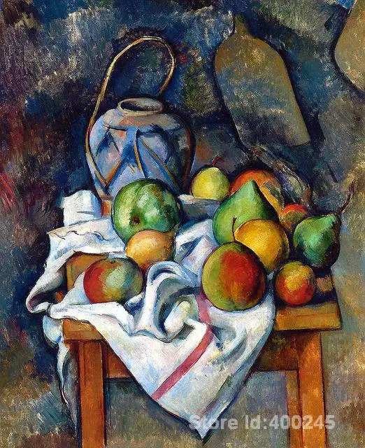STILL LIFE WITH GINGER POT FRUITS IMPRESSIONISM PAINTING BY PAUL CEZANNE REPRO 