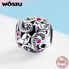 WOSTU, новинка, 925 пробы, серебряный, розовый, с бусинами Love, подходит для браслета и ожерелья, подвеска, оригинальное, замысловатое, хорошее ювелирное изделие, FIC1014