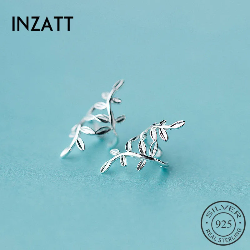 

INZATT Minimalist 925 Sterling Silver Leaf Clip Earrings Artsy Design Charm Fashion Jewelry Accessories For Young Girls Gift