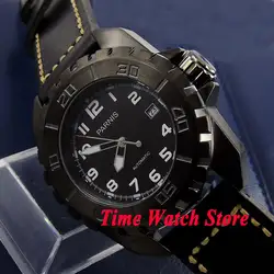 Парнис 45 мм черный циферблат светящиеся металлический Безель PVD Дело 21 jewels MIYOTA 821A автоматический механизм мужские часы 424