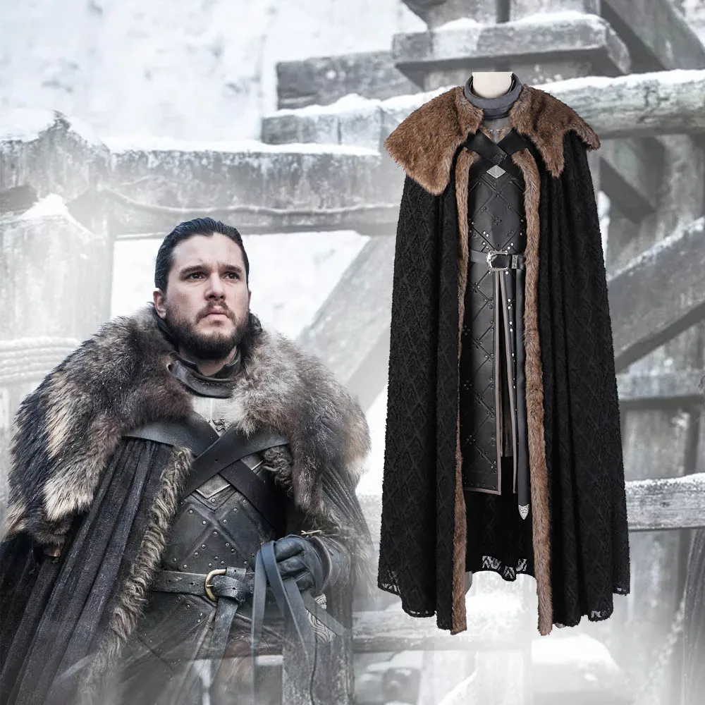 Manluyunxiao Game Of Thrones T-shirt Cosplay Kostuums Jon Sneeuw Kostuum Outfit met Jas Halloween Kleding Ault Mannen Party Manluyunxiao Game Of Thrones T-shirt Cosplay Kostuums Jon Sneeuw Kostuum Outfit met Jas Halloween Kleding Ault Mannen Party