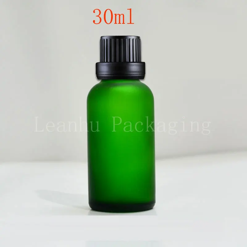

30ml essential oil bottle wholesale high-grade green ground Frosted glass oil bottles with black cap