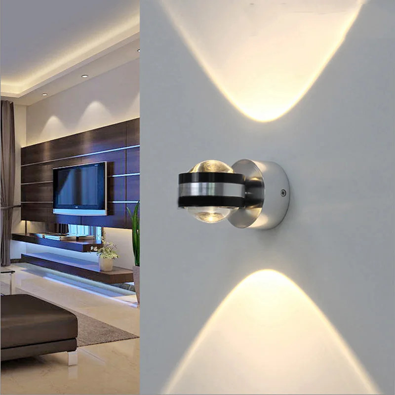 

K9 Crystal 2W/6W LED Wall Sconce Light Dimmable/N Lamp Fixture Up/Down Lighting Bar Living Room Bedroom Aisle