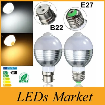 

New AC85-265V E27 5W 7W PIR Auto Motion Sensor Detection LED Light Lamp Bulbs free Shipping