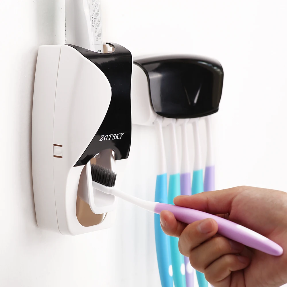 

LIYIMENG Creative Automatic Lazy Toothpaste Dispenser 5 Toothbrush Holder Bathroom Organizer Shelves Bathing Accessories