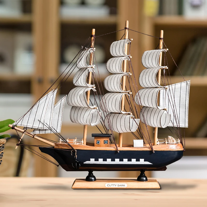 Creative Mediterranean wooden sailing boat sailing smoothly home room decorations, wine cabinet bar personality home decoration