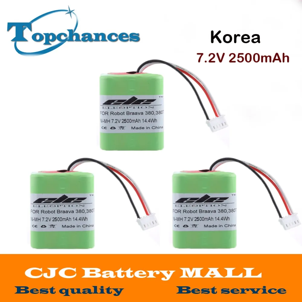 

High Quality 3PCS 7.2Volt New 2.5Ah 2500mAh Ni-MH 7.2V Rechargeable Battery for iRobot Roomba Braava 380 380T