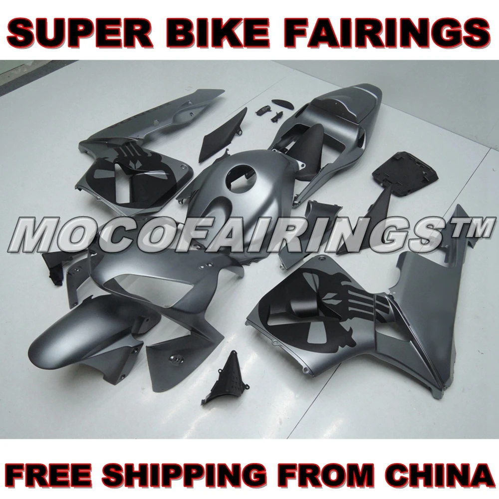 

For Honda CBR600 RR 2003 2004 Motorcycle Full Fairings Cover Matte Grey With Skull Decals