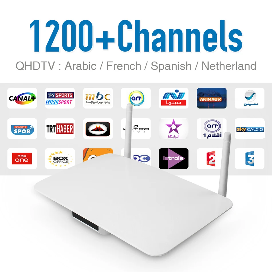 Android Smart Tv Set Top Box Fast CPU IPTV Box With Europe Arabic IPTV Account Arabic French Sport 1200+ Channels HD Media Box