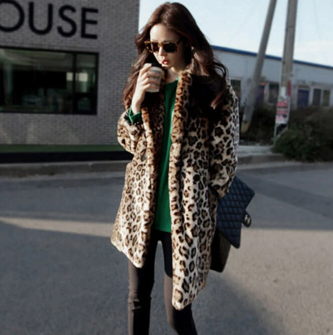 Léopard Chaud Faux Taille Mode Poilu Slim Fourrure Plus D'hiver La De Manteaux Épaississent Veste Longue 2018 Femmes Manteau Artificielle Leopard 7qw6RR