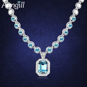 

2018 New Crystals From Swarovski Silver Color Chain Charmes Beaded Chokers Necklace Women Bijoux Femme Fashion Statement Jewelry