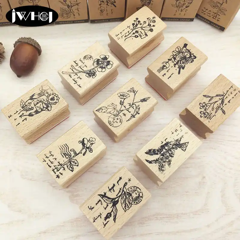1 個天然ハーブ植物セリエ木製スタンプ木製ゴムスタンプスクラップブッキング用手作りカード Diy スタンプフォトアルバムクラフトギフト Stamps Aliexpress