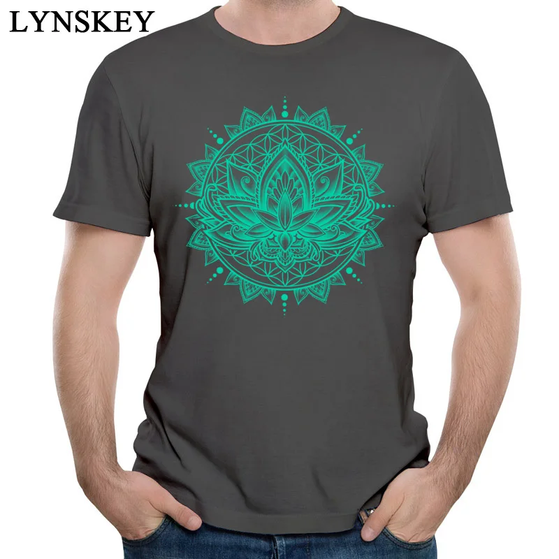 100% Cotton Fabric Tops T Shirt Lotus Mandala - Tosca for Boys Summer T-Shirt Casual Cheap Round Neck Short Sleeve Sweatshirts carbon