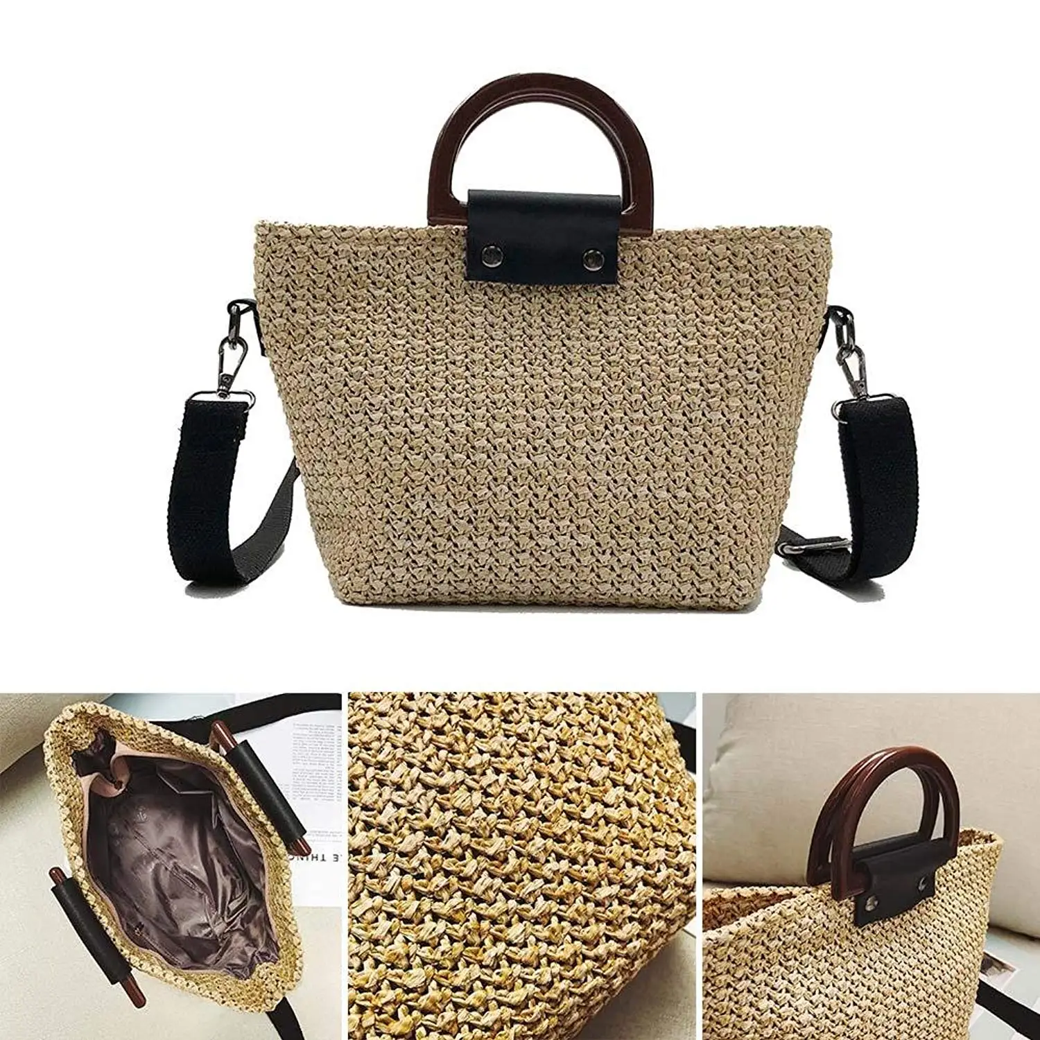 LJL المرأة سترو حقيبة الصيف حقائب الكتف حزام الرجعية الشاطئ رسول Crossbody حقيبة الشاطئ للفتاة