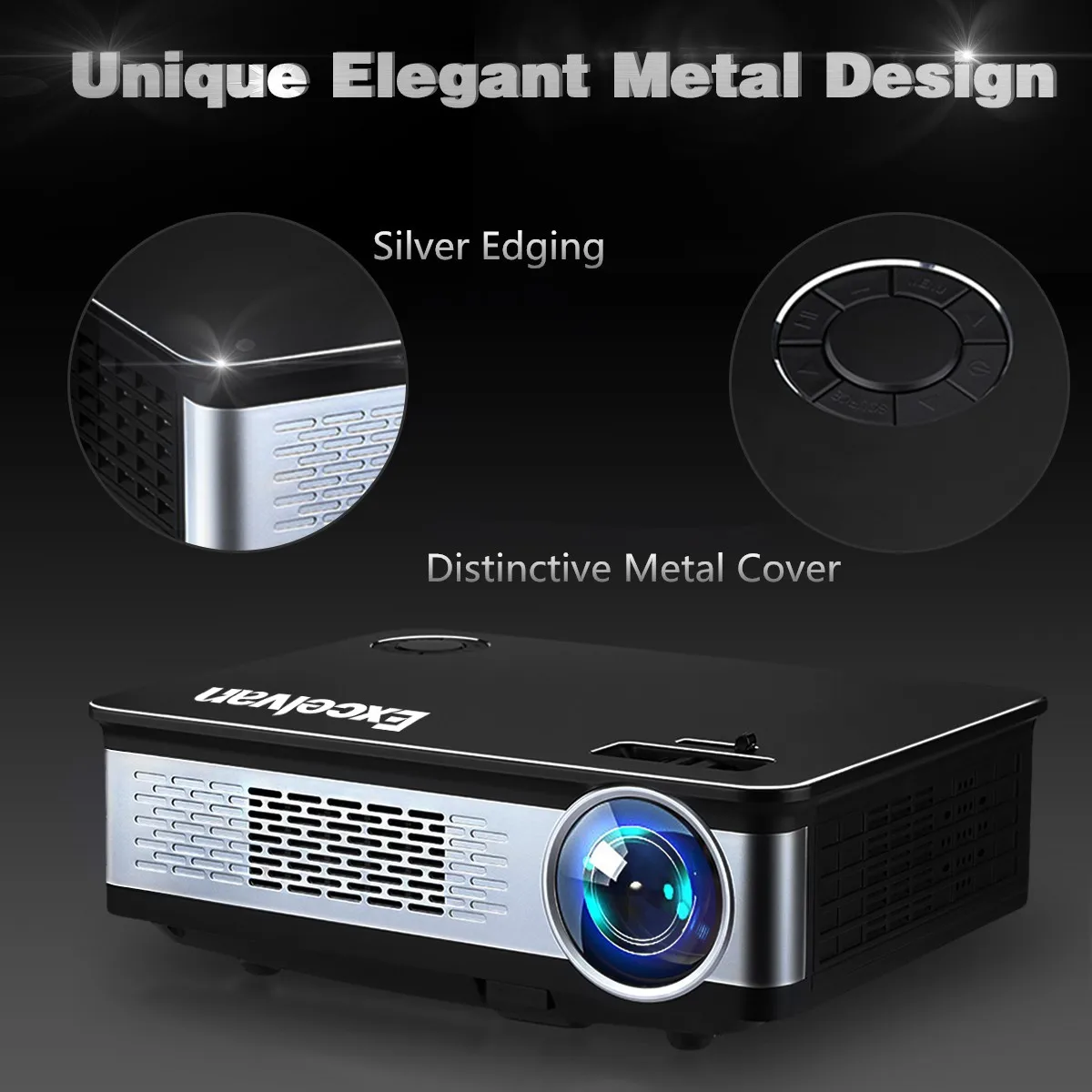 Excelvan Z720 1280*768 3300 люмен мультимедийный проектор 1080P с HDMI VGA USB* 2 AV интерфейс для домашней игры открытый металлический корпус