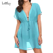 Vestido De Festa Tempo-limitada Top Fashion Vestido de Poliéster Vadim 2018 Explosão Verão Profundo Decote em V Cor Sólida Vestido Sexy see-through