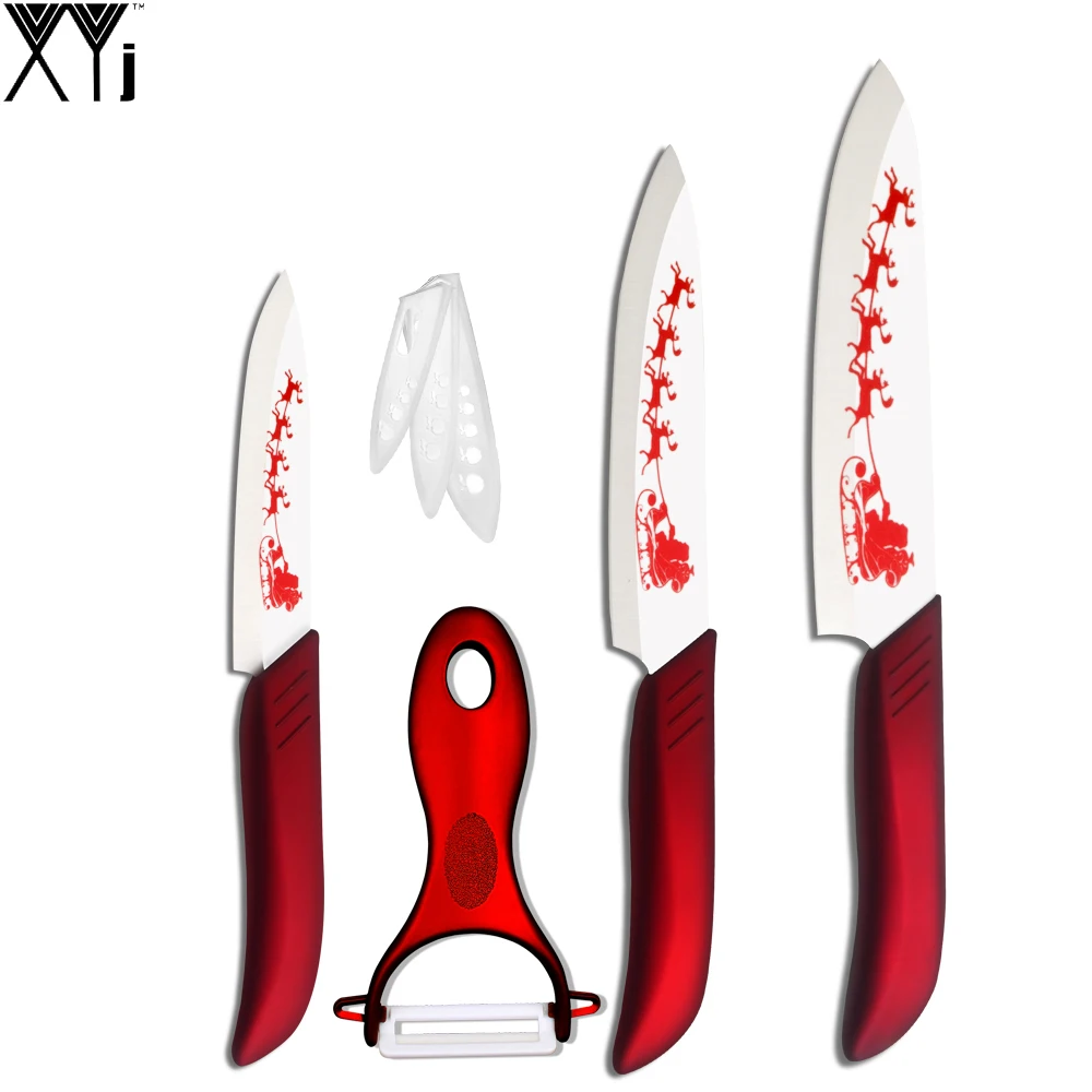 Santa Claus Pattern Ceramic Knife Set Best Christmas Gifts For Family XYJ Brand Cooking Tools Nice Peeler Hot Sale Kitchen | Дом и сад