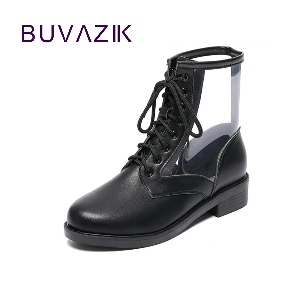 

2018 women's patchwork ankle boot with warm plush fashion transparent plastic splicing shoe for woman