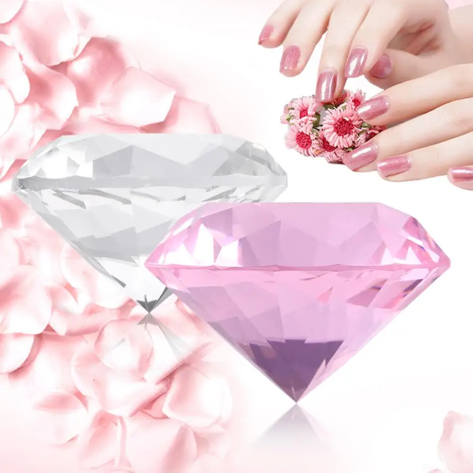 Полка для дизайна ногтей прозрачное розовое бриллиантовое стекло 60 мм Хрустальная ручная модель орнамент DIY салон маникюрная демонстрационная подставка