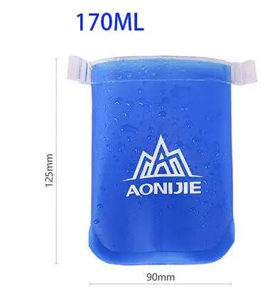 AONIJIE Sports BPA Free складной, сворачивающийся мягкий мешок для воды чайник-фляга колба гидратация пакет мочевого пузыря с длинной трубочкой - Цвет: 170ml