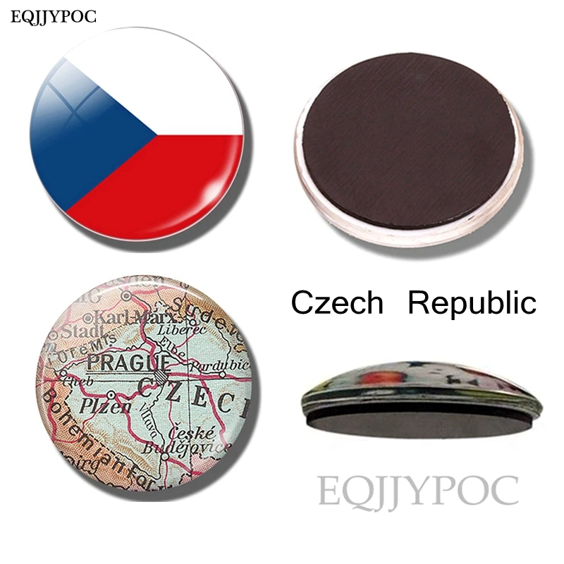 

Czech flag map fridge magnet Prague map travel souvenir 30MM refrigerator magnets countries cities Czech Republic sticker