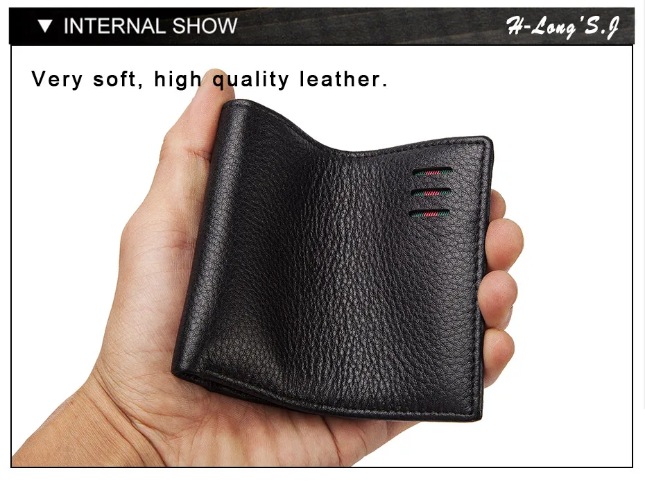 H-Long'S. J 100% натуральная кожа Rfid кошелек мужские деловые модные кошельки Короткие мужские деньги сумка Качество Дизайнер мини Walet маленький