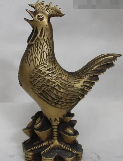

wholesale factory 10" Chinese Fengshui Bronze Lucky 12 Zodiac Year Rooster Cock Wealth Statue