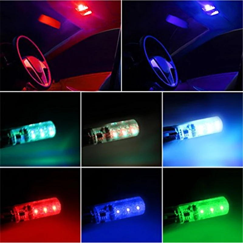 50 компл. T10 W5W 168 194 SMD 6-светодиодный 5050 удаленных Управление RGB автомобилей Чтение Клин огни для автомобиля хвост светлая сторона дверь, парковка освещения